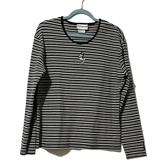 Disneyland women's size XXL black stripe long sleeve “Minnie” pullover top - Picture 1 of 8